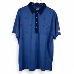 Todd Snyder & Footjoy Men's Shield Print Pique Polo Shirt Blue Size XL
